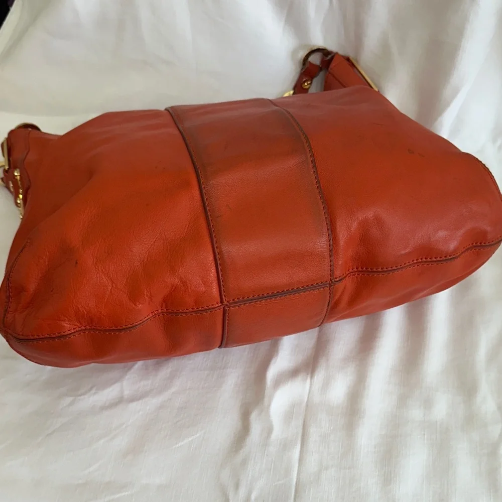 Tory Burch Vibrant Orange Leather Hobo Bag - Picture 14 of 16